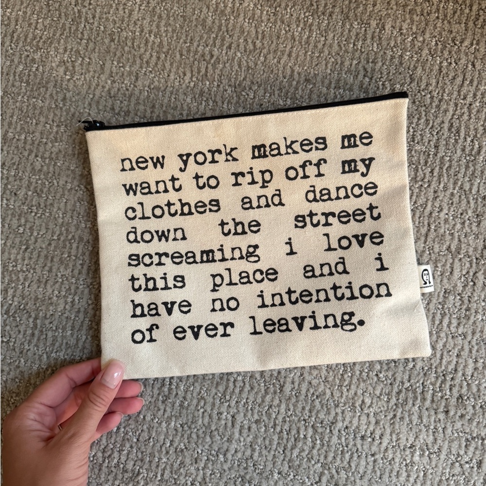 Canvas Zipper Pouch with Quote - Black Text on Cream
